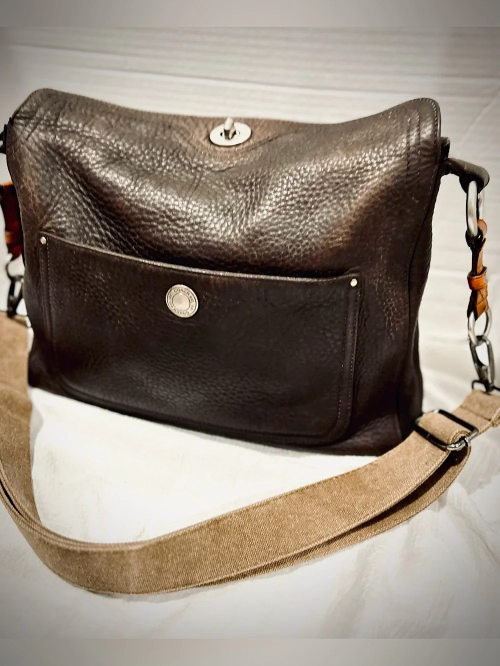 Vintage Y2K Coach 10130 Brown Chelsea Pebbled Leather Hobo Shoulder Bag Purse